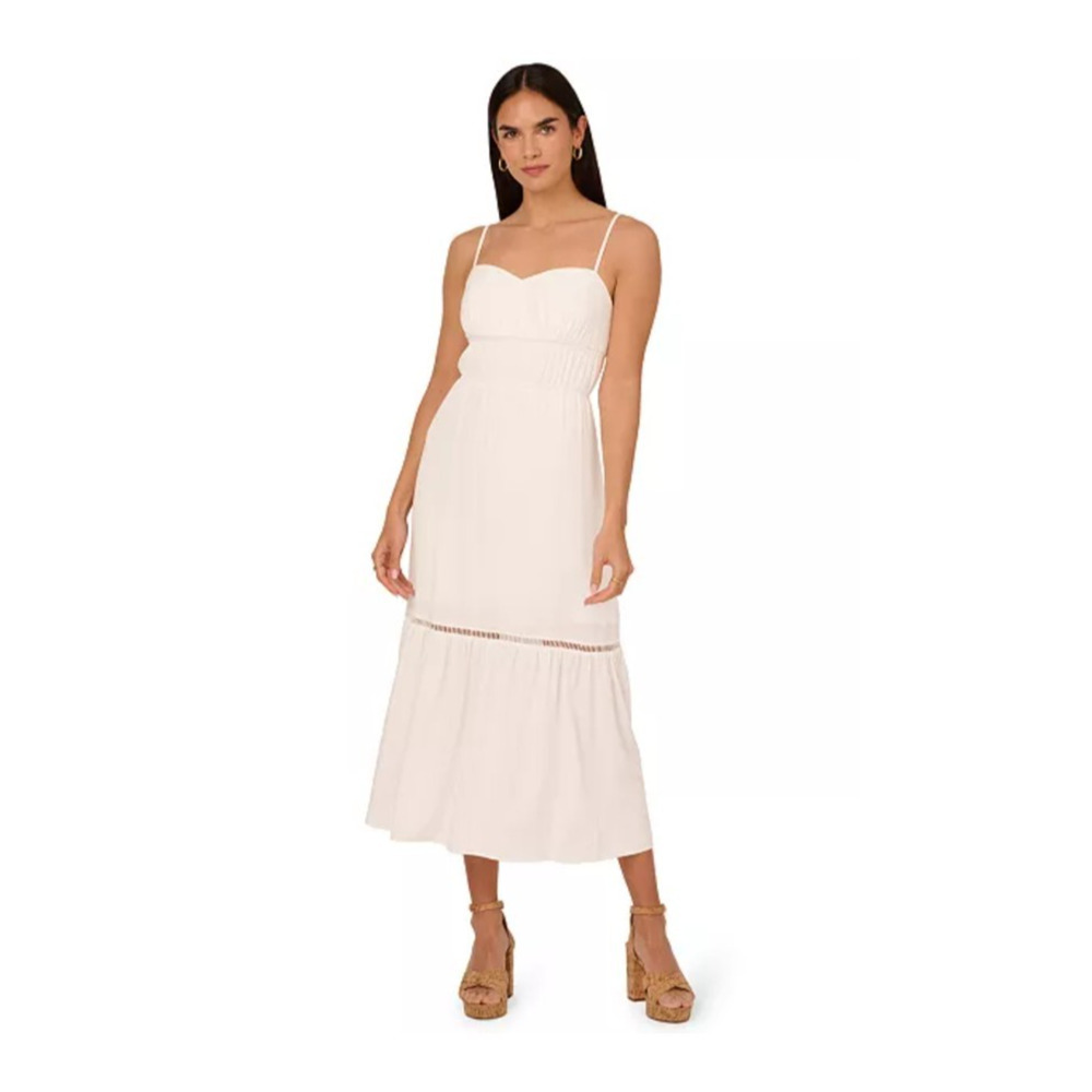 Adrianna Papell Sweetheart Lace Midi Dress Size 8 Wedding Shower Bridal NEW - Picture 1 of 8
